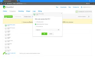 Multiple account,  sharing remote laptop to sub account