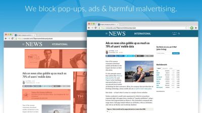 We block pop-ups, ads and harmful malvertising