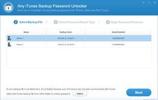Any iTunes Backup Password Unlocker screenshot 1