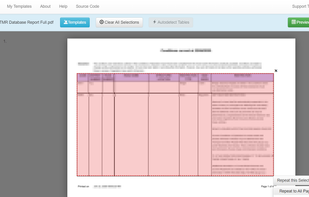 Interface to specify where structured data is located. Option to auto detect and tweak how it detects. Also repeat selection over many pages.