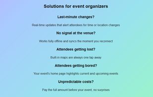 Solutions for event organizers