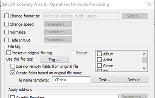 Batch Processing Wizard - Operations for Audio Processing - v8.6