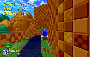 Sonic soars over the river!
Screenshot by Appleblurt