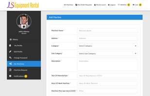 Renter can post a new equipment from the manage equipment page by entering following details : Title, Categories, Images.