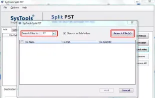Search PST file within drive.