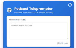 Podcast Teleprompter website 1 — input screen