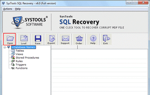 SQL Recovery startup screen, open and add databases to be repaired & recovered.