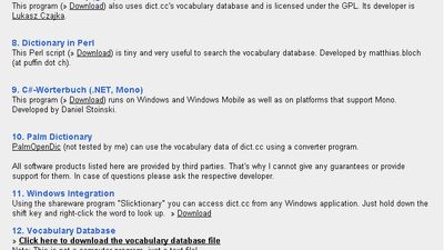 Downloads Linux, Perl, C#, Palm, Windows, Vocabulary Database