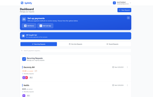 View your dashboard and manage all your payment requests or create a new one.
