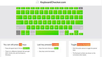 Keys that work show up in green.