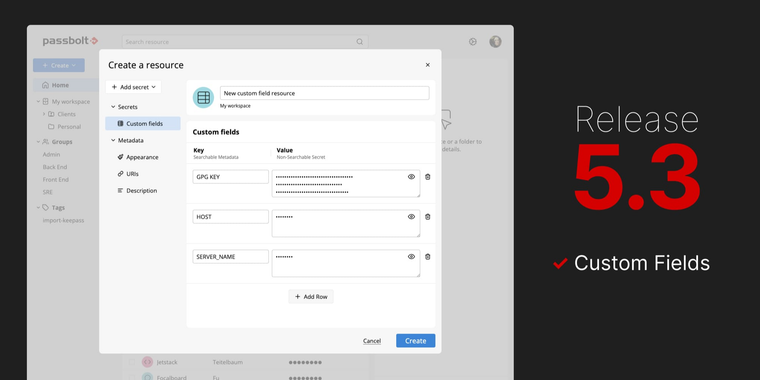 Password manager Passbolt 5.3 released with custom fields and performance improvements image