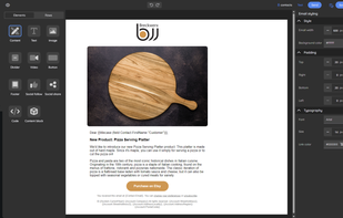 Email editor (in dark mode)