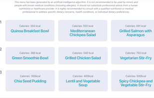 Build a meal plan based on your needs