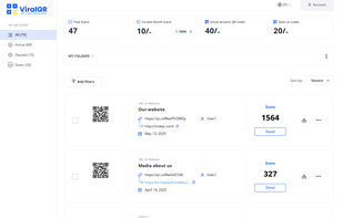 Personal account interface where you can manage and track all your created QR codes