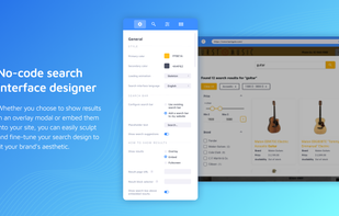 No-code search designer for an improved user interface and search experience