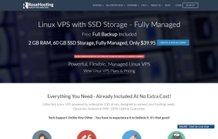 Screenshot of the RoseHosting.com homepage