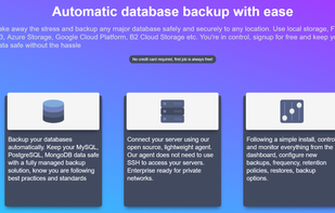 Main feature set and what Bakup.io offers.