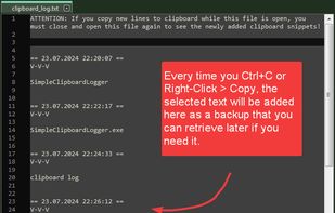 Simple Clipboard Logger  screenshot 2