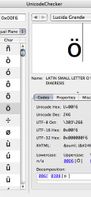 UnicodeChecker Main Window displaying basic information about characters
