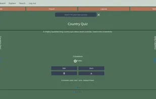 Dashboard-view showing a country-quiz