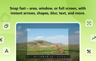 Snap fast - area, window, or full screen, with instants arrows, shapes, blur, text...