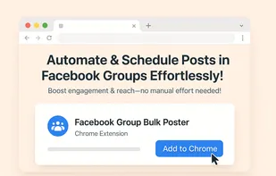 Landing view showing the FB Group Bulk Poster Chrome extension. Automate and schedule posts to multiple Facebook groups directly from your browser.