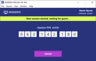 Newly created session PIN that is only valid for 5 minutes and expires immediately once the guest has joined the session.