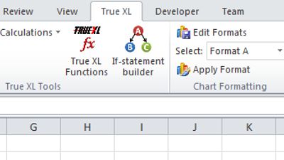 The TrueXL Add-in adds this ribbon control which shows all the tools included.