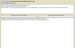  Tool: Add Prefix and/or Suffix into Each Line