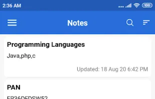 Notes app screenshot 1