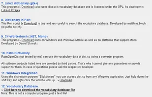 Downloads Linux, Perl, C#, Palm, Windows, Vocabulary Database