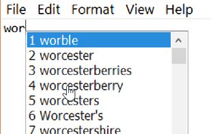 Word list example