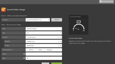 Configuring a Google Analytics live traffic widget