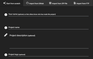 Different methods of creating projects in Devello Studio