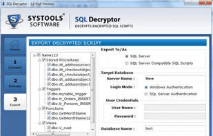 Click on export button and export as sql server