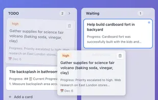 Familiar kanban interface