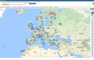 Icons for each map point with tags and drawing tools