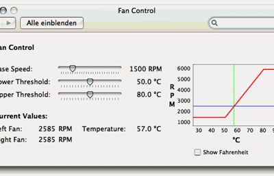 Fan Control is installed as a System Preference pane as shown on this screen