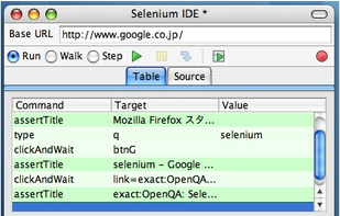 Selenium IDE screenshot 1
