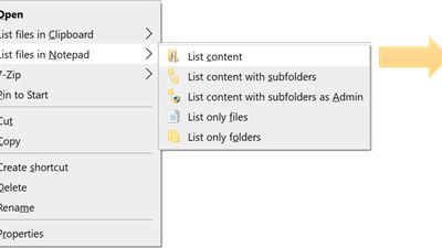 Files & folders listing from File Explorer