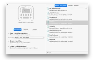 Recent documents/welcome screen