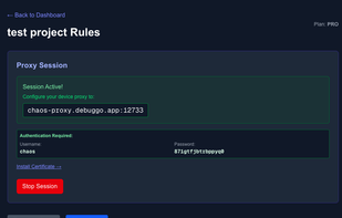 dashboard of the sessions
