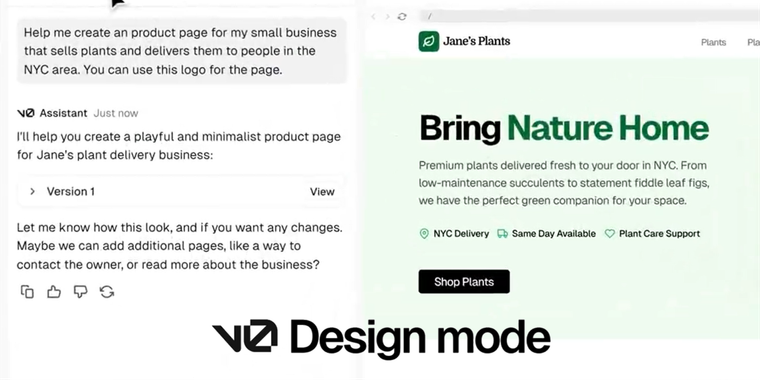v0 introduces real-time Design Mode for instant generation editing image