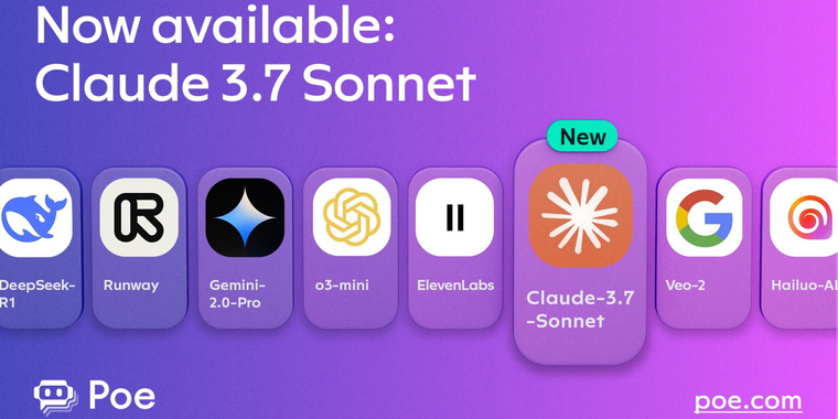 Poe integrates Claude 3.7 Sonnet image