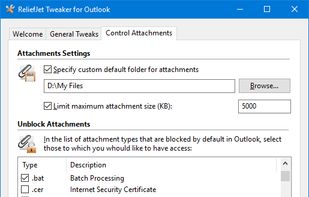ReliefJet Tweaker for Outlook screenshot 1