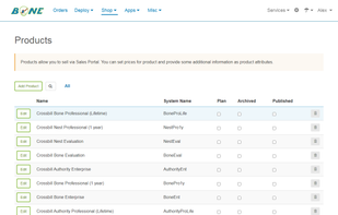Crossbill ConeShop product list