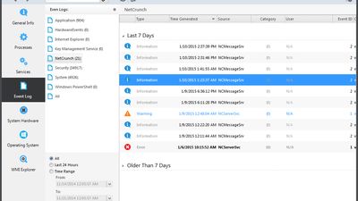 Event Log: This view shows all available event logs on a given machine.