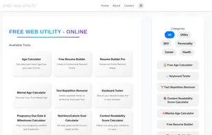 A comprehensive suite of free web utilities. All the tools you need in one place, with no installation required.
