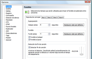Options dialog | Crossfade