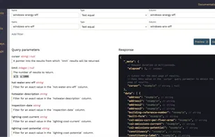 API preview and filter configuration
